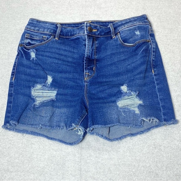 Old Navy Pants - Old Navy Shorts Womens 6 Blue High Rise Georgia Destroy Distressed Raw Hem Denim